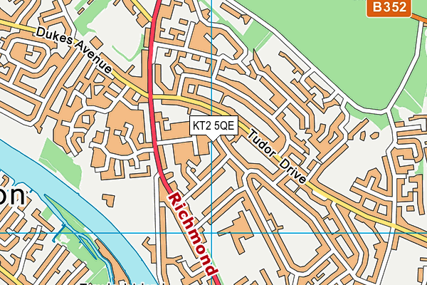 KT2 5QE map - OS VectorMap District (Ordnance Survey)