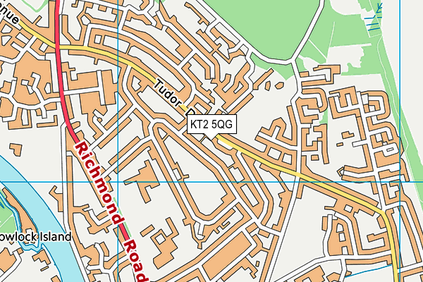 KT2 5QG map - OS VectorMap District (Ordnance Survey)
