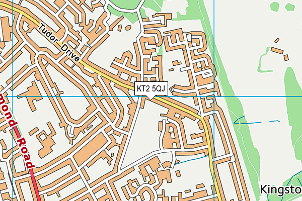 KT2 5QJ map - OS VectorMap District (Ordnance Survey)