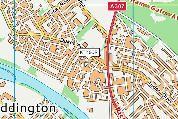 KT2 5QR map - OS VectorMap District (Ordnance Survey)