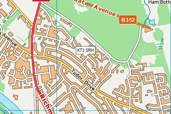 KT2 5RH map - OS VectorMap District (Ordnance Survey)