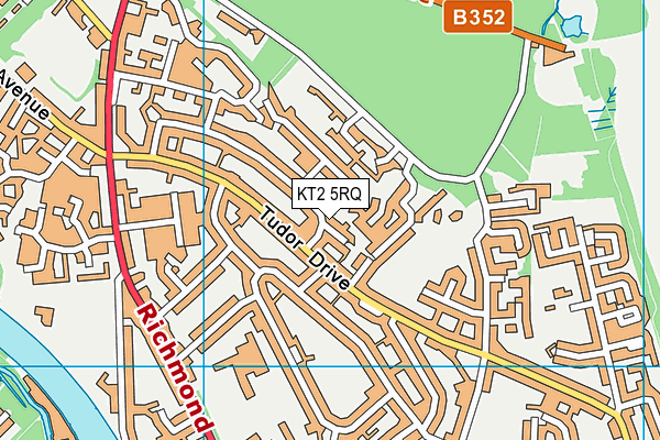 KT2 5RQ map - OS VectorMap District (Ordnance Survey)