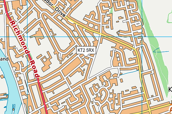 KT2 5RX map - OS VectorMap District (Ordnance Survey)