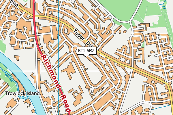 KT2 5RZ map - OS VectorMap District (Ordnance Survey)
