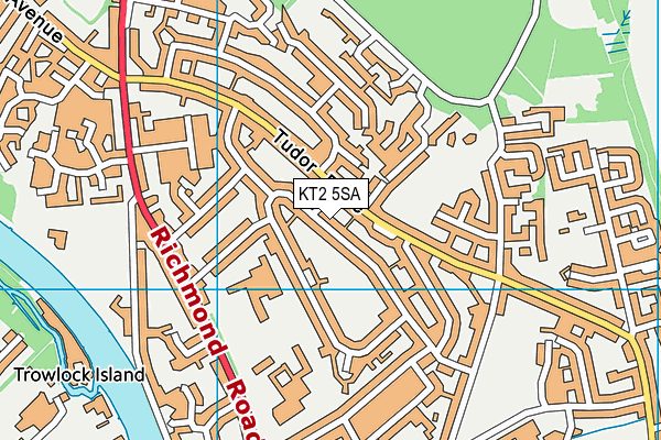 KT2 5SA map - OS VectorMap District (Ordnance Survey)
