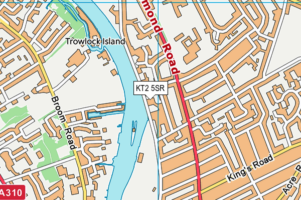 KT2 5SR map - OS VectorMap District (Ordnance Survey)