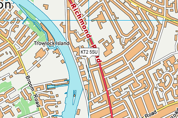 KT2 5SU map - OS VectorMap District (Ordnance Survey)