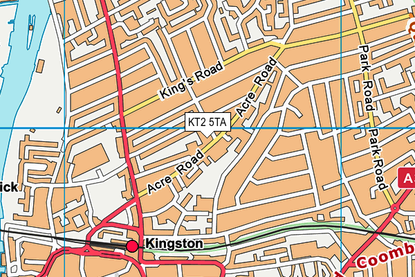 KT2 5TA map - OS VectorMap District (Ordnance Survey)