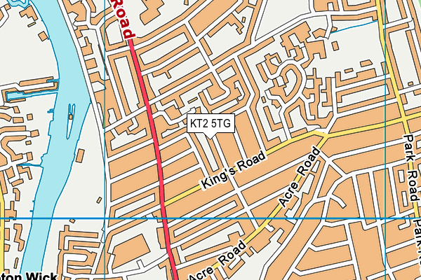 KT2 5TG map - OS VectorMap District (Ordnance Survey)