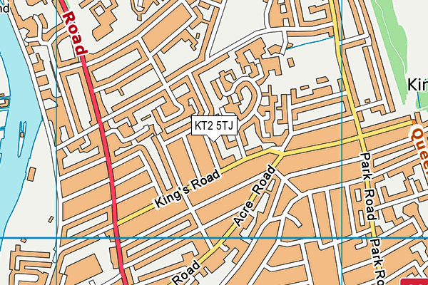 KT2 5TJ map - OS VectorMap District (Ordnance Survey)