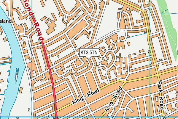 KT2 5TN map - OS VectorMap District (Ordnance Survey)