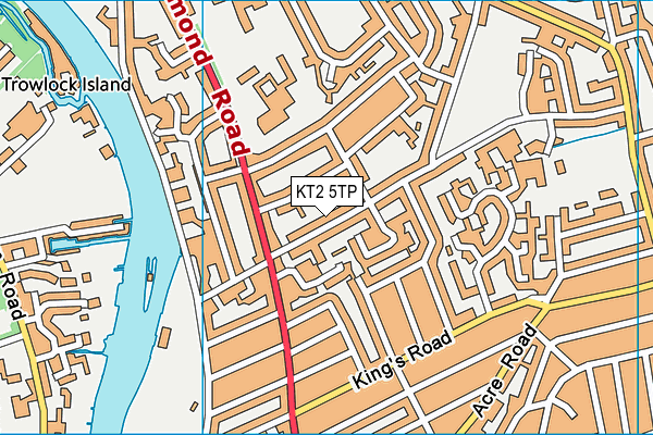 KT2 5TP map - OS VectorMap District (Ordnance Survey)