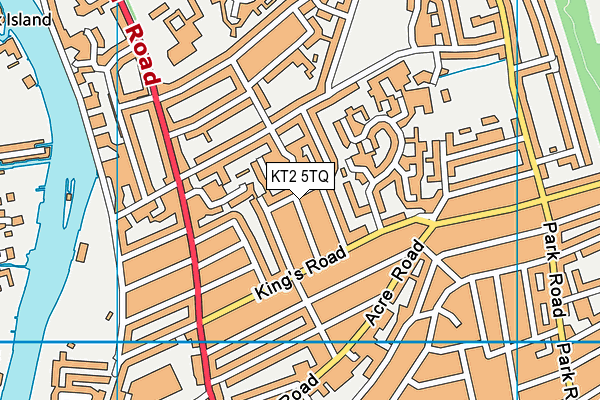 KT2 5TQ map - OS VectorMap District (Ordnance Survey)