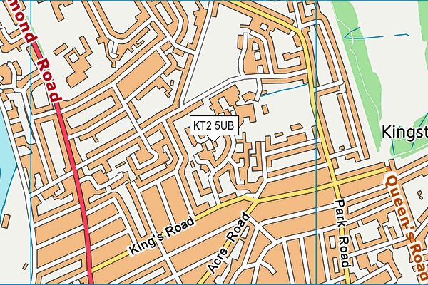 KT2 5UB map - OS VectorMap District (Ordnance Survey)