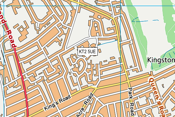 KT2 5UE map - OS VectorMap District (Ordnance Survey)