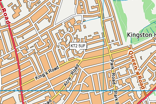 KT2 5UF map - OS VectorMap District (Ordnance Survey)