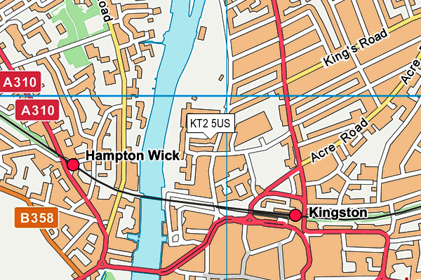 KT2 5US map - OS VectorMap District (Ordnance Survey)