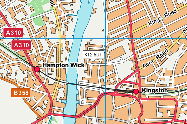 KT2 5UT map - OS VectorMap District (Ordnance Survey)