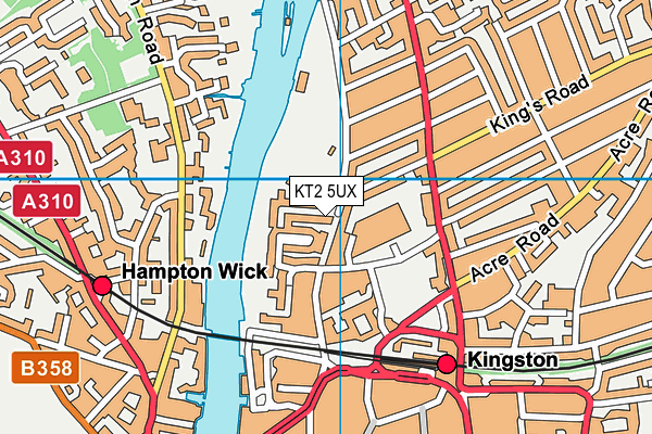 KT2 5UX map - OS VectorMap District (Ordnance Survey)