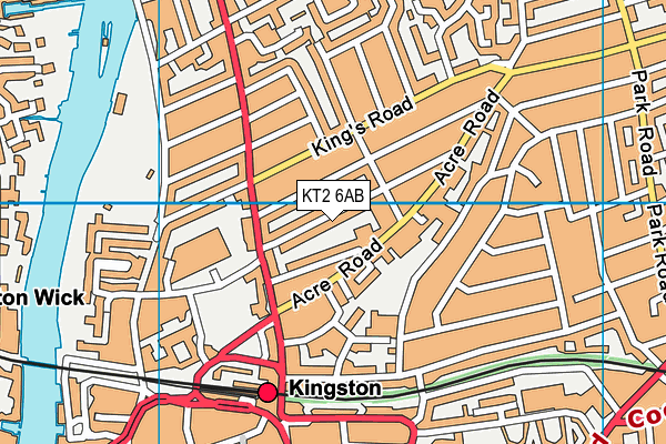 KT2 6AB map - OS VectorMap District (Ordnance Survey)