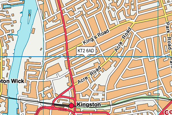 KT2 6AD map - OS VectorMap District (Ordnance Survey)