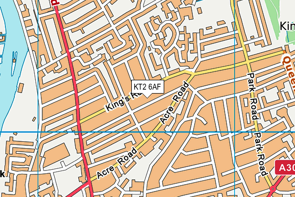 KT2 6AF map - OS VectorMap District (Ordnance Survey)