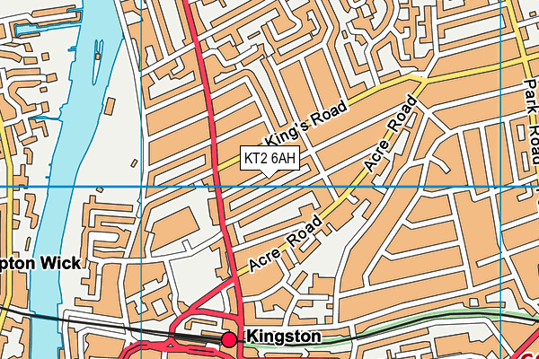 KT2 6AH map - OS VectorMap District (Ordnance Survey)