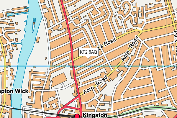 KT2 6AQ map - OS VectorMap District (Ordnance Survey)