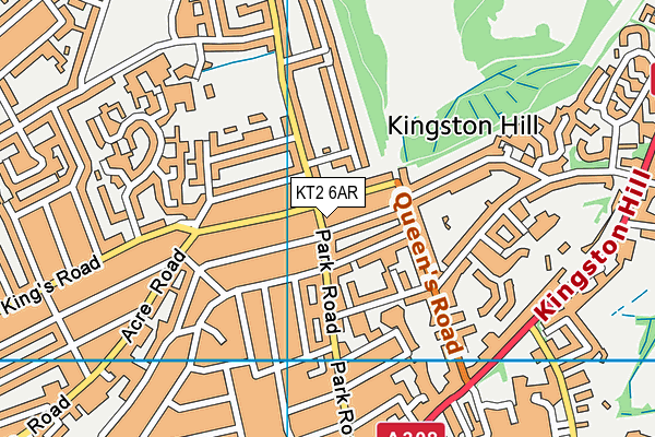 KT2 6AR map - OS VectorMap District (Ordnance Survey)