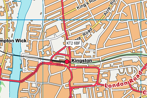 KT2 6BF map - OS VectorMap District (Ordnance Survey)