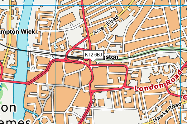 KT2 6BJ map - OS VectorMap District (Ordnance Survey)