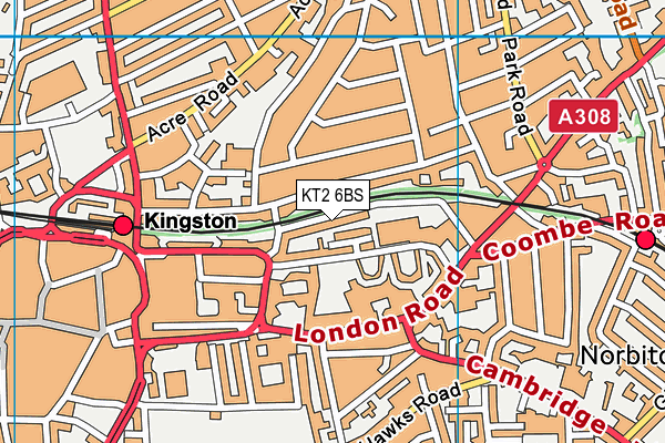 KT2 6BS map - OS VectorMap District (Ordnance Survey)