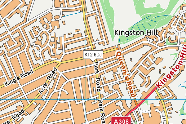 KT2 6DJ map - OS VectorMap District (Ordnance Survey)
