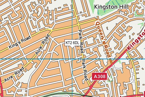 KT2 6DL map - OS VectorMap District (Ordnance Survey)