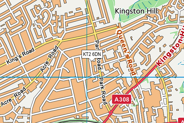 KT2 6DN map - OS VectorMap District (Ordnance Survey)