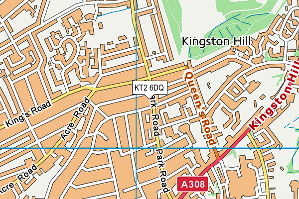 KT2 6DQ map - OS VectorMap District (Ordnance Survey)