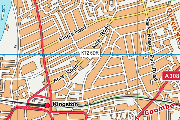 KT2 6DR map - OS VectorMap District (Ordnance Survey)