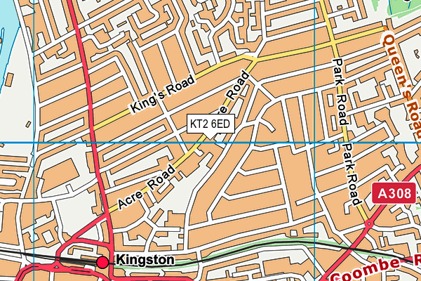 KT2 6ED map - OS VectorMap District (Ordnance Survey)