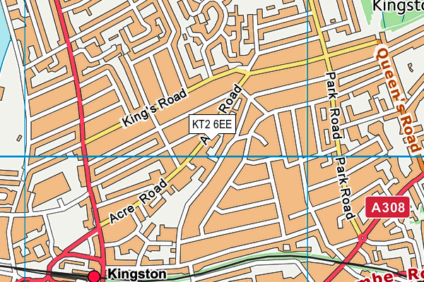 KT2 6EE map - OS VectorMap District (Ordnance Survey)