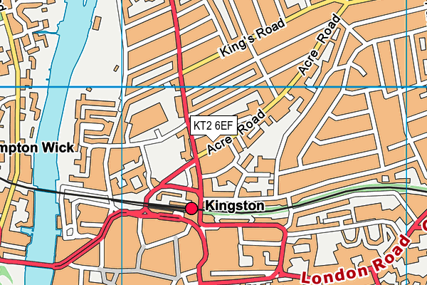KT2 6EF map - OS VectorMap District (Ordnance Survey)