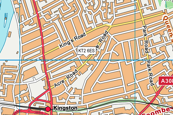 KT2 6ES map - OS VectorMap District (Ordnance Survey)