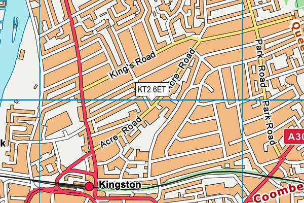 KT2 6ET map - OS VectorMap District (Ordnance Survey)