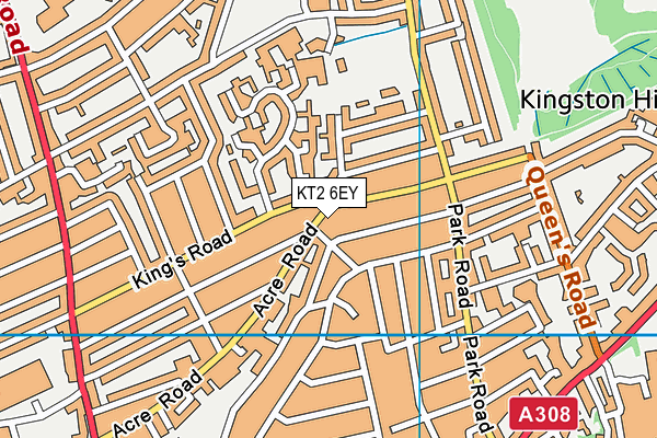 KT2 6EY map - OS VectorMap District (Ordnance Survey)