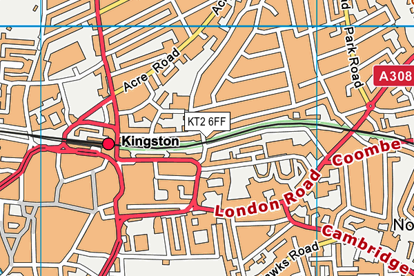 KT2 6FF map - OS VectorMap District (Ordnance Survey)