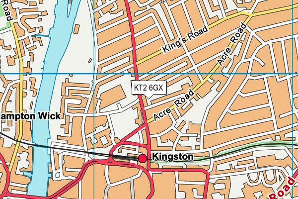 KT2 6GX map - OS VectorMap District (Ordnance Survey)