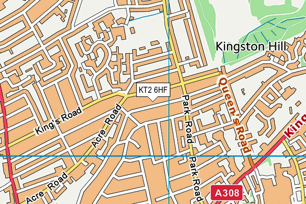 KT2 6HF map - OS VectorMap District (Ordnance Survey)