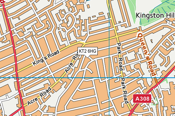 KT2 6HG map - OS VectorMap District (Ordnance Survey)