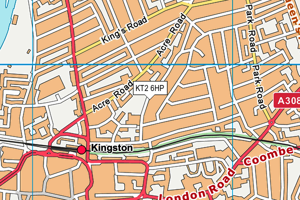 KT2 6HP map - OS VectorMap District (Ordnance Survey)