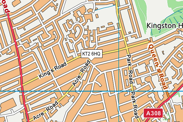 KT2 6HQ map - OS VectorMap District (Ordnance Survey)