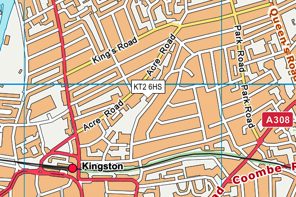 KT2 6HS map - OS VectorMap District (Ordnance Survey)
